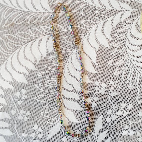 Vintage Aurora Borealis Beaded Necklace with rhinestones - Picture 8 of 10